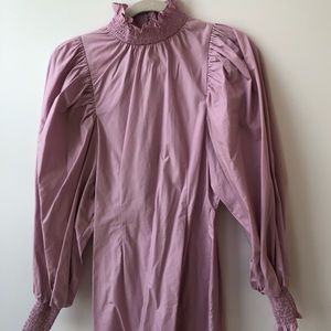 Purple puff sleeve mini dress